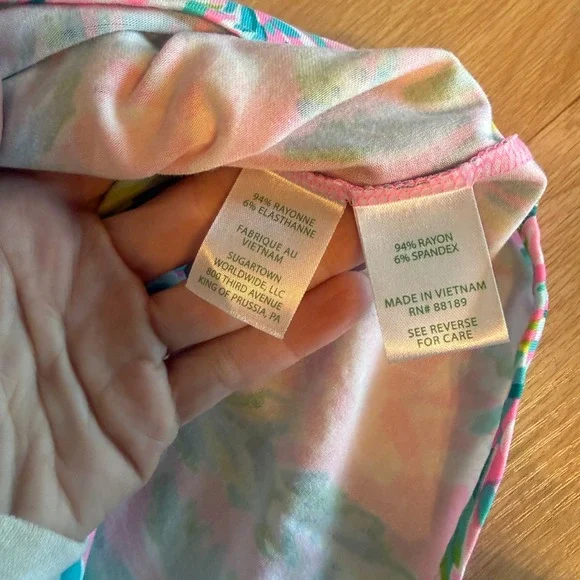 Lilly Pulitzer Pink Tropical Palm Long Sleeve Skirted Romper Dress Small - Picture 7 of 7